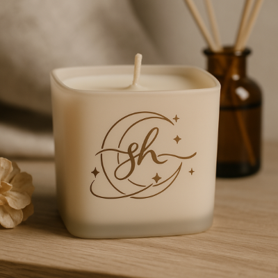 森白視覺logo設計作品，以極簡線條呈現，月亮星星元素，質感文青風